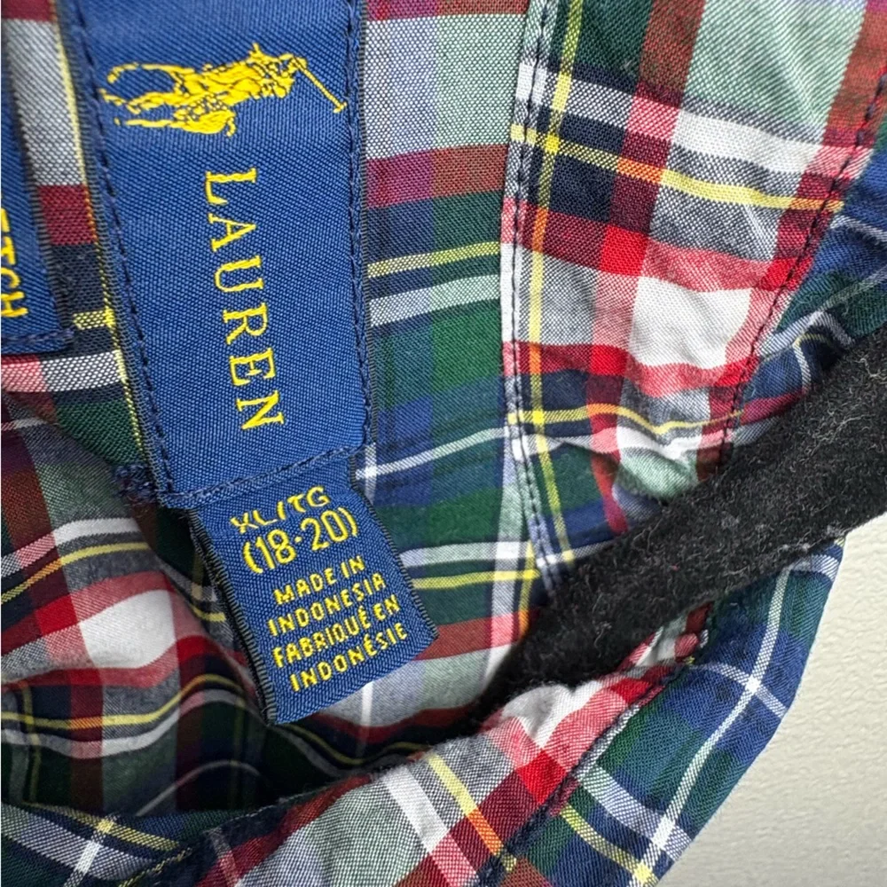 Ralph Lauren Boys Plaid Button up Natural Stretch Shirt Size XL (18-20)